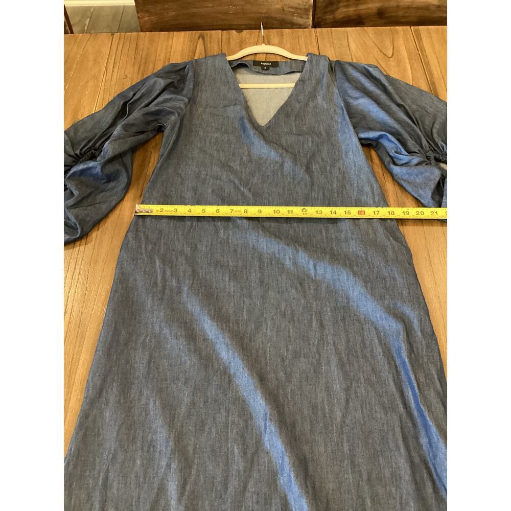Padova Colombia kaftan denim jean balloon sleeve v neck boho resort Midi dress 6 - Picture 5 of 10